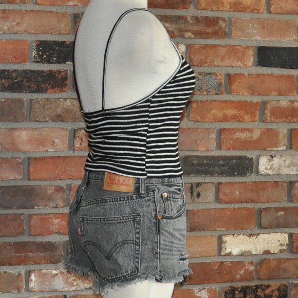 Brandy Melville Black & White Striped Tank Top O/S - Picture 3 of 6